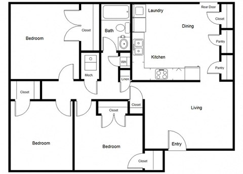 Village of Kaufman_3 Bedroom Floor Plan